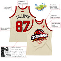 Custom Basketball Jersey - Cream Red-Black Authentic Throwback