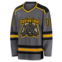 Custom Hockey Jersey - Steel Gray Black-Gold