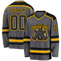 Custom Hockey Jersey - Steel Gray Black-Gold