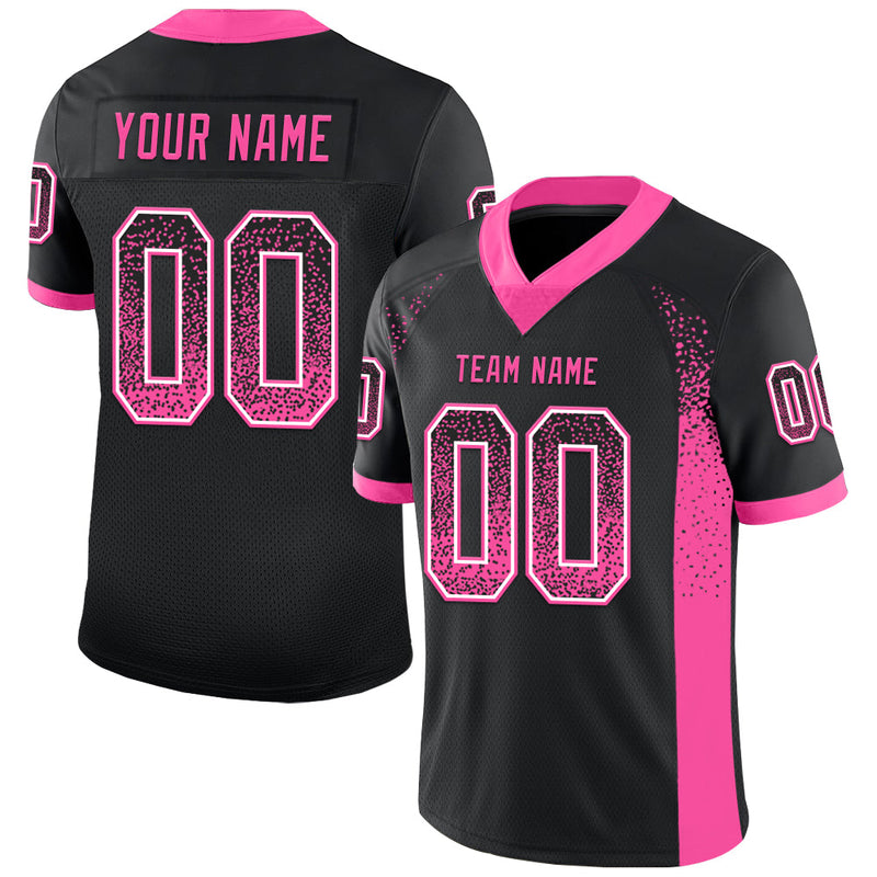 Custom Black Pink-White Drift Fashion Football Jersey