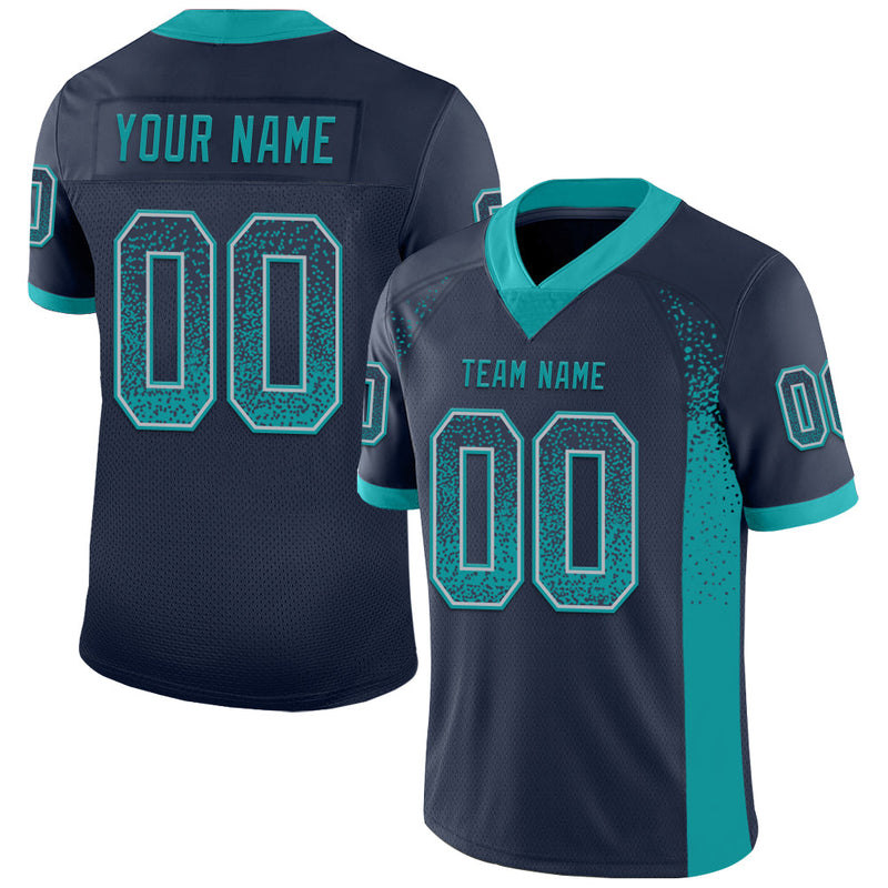 Custom Football Jersey - Navy Teal-Gray Drift Fashion