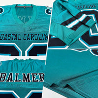 Custom Teal Black-White Mesh Authentic Football Jersey