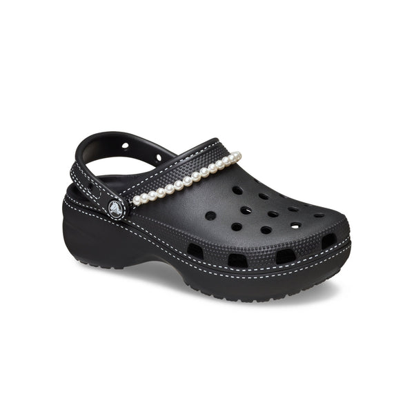 Giày Clog Nữ Crocs Classic Contrast Stitch Platform - Black