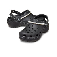 Classic Contrast Stitch Platform Clogs - Black