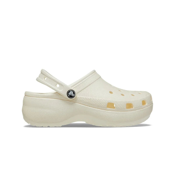 Giày Clog Nữ Crocs Classic Platform Glitter - Chalk