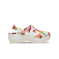 Classic Platform Painted Floral Clogs - Chalk