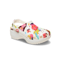 Classic Platform Painted Floral Clogs - Chalk
