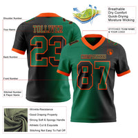 Custom Football Jersey - Black Kelly Green-Orange Authentic Gradient Fashion