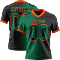 Custom Football Jersey - Black Kelly Green-Orange Authentic Gradient Fashion