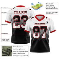 Custom White Black-Red Authentic Gradient Square Shape 7V7 Flag Football Jersey