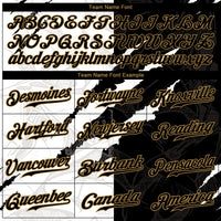 Custom Graffiti Pattern Black-Old Gold 3D Authentic Baseball Jersey