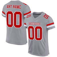 Custom Gray Red-White Mesh Authentic Football Jersey