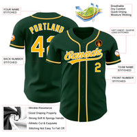 Custom Green Gold-White Authentic Baseball Jersey