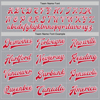 Custom Gray Red-White Bomber Full-Snap Varsity Letterman Jacket