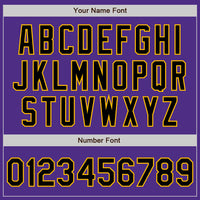 Custom Purple Black-Gold Bomber Full-Snap Varsity Letterman Jacket