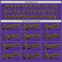 Custom Purple Black-Old Gold Bomber Full-Snap Varsity Letterman Jacket