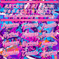 Custom Graffiti Pattern Pink-White Words 3D Bomber Full-Snap Varsity Letterman Jacket