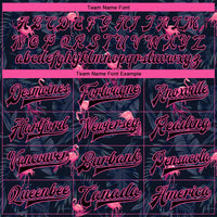 Custom Black Black Pink-Light Blue Hawaii Palm Trees And Flamingo 3D Bomber Full-Snap Varsity Letterman Jacket