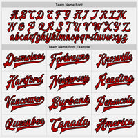 Custom White Black-Red Bomber Full-Snap Varsity Letterman Two Tone Jacket