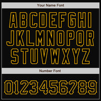 Custom Black Black-Gold Bomber Full-Snap Varsity Letterman Jacket