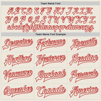 Custom Cream Cream-Red Bomber Full-Snap Varsity Letterman Jacket