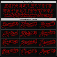 Custom Black Red Bomber Full-Snap Varsity Letterman Two Tone Jacket