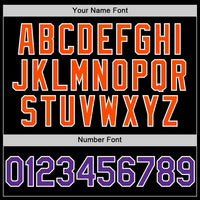Custom Black Purple-Orange Bomber Full-Snap Varsity Letterman Two Tone Hoodie Jacket