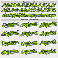 Custom White Neon Green-Black Bomber Full-Snap Varsity Letterman Two Tone Hoodie Jacket