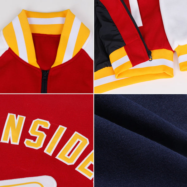 Custom Navy Gold Bomber Varsity Letterman Zipper Jacket