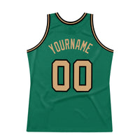 Custom Kelly Green Old Gold-Black Authentic Throwback Basketball Jersey