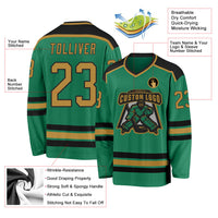 Custom Hockey Jersey - Kelly Green Old Gold-Black