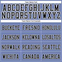 Custom Light Blue Black-White Stitched Cuffed Knit Hat