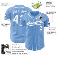 Custom Light Blue White Pinstripe White Authentic Baseball Jersey
