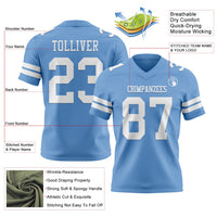 Custom Light Blue White Authentic Football Jersey