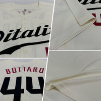 Custom Cream Black-Crimson Authentic Baseball Jersey