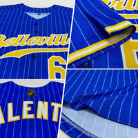 Custom Baseball Jersey - Royal White Pinstripe Gold-White Authentic
