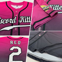 Custom Pink White-Black Authentic Fade Fashion Baseball Jersey