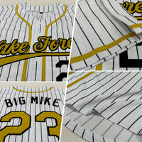 Custom White Black Pinstripe Old Gold Authentic Baseball Jersey