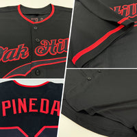 Custom Black Black-Red Authentic Baseball Jersey