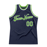 Custom Basketball Jersey - Navy Neon Green-White Authentic Throwback