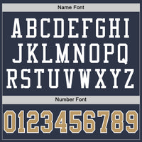 Custom Navy Old Gold-White Mesh Authentic Throwback Football Jersey