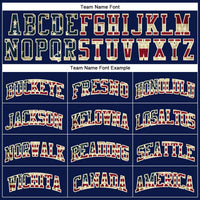 Custom Navy White Pinstripe Vintage USA Flag Cream-Red Authentic Basketball Jersey
