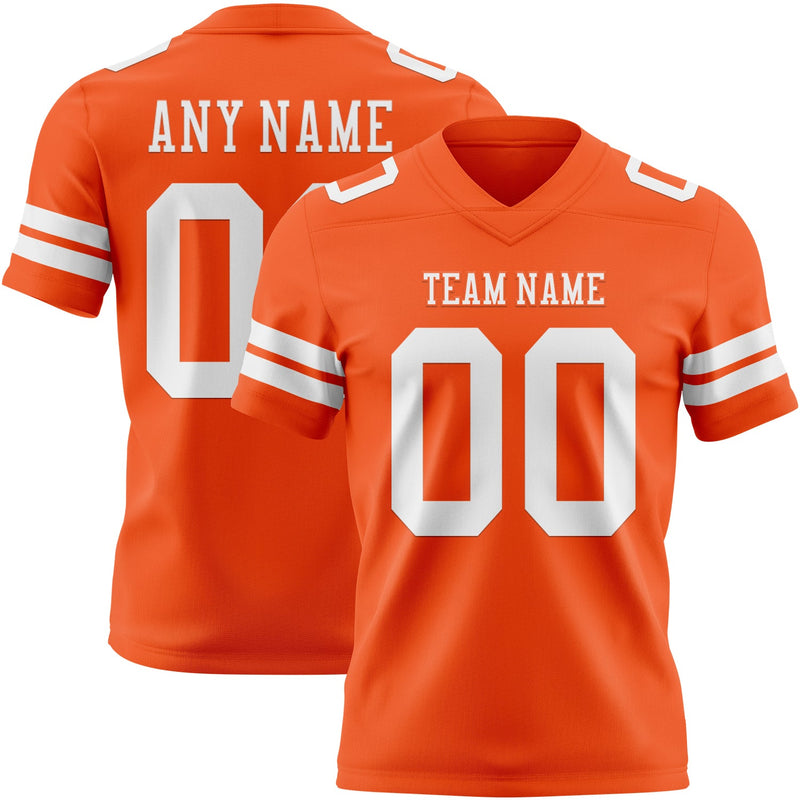 Custom Orange White Authentic Football Jersey