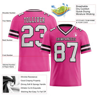 Custom Pink White-Black Authentic Football Jersey