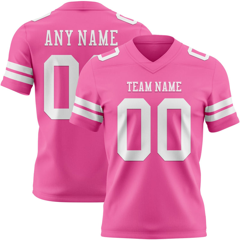 Custom Pink White Authentic Football Jersey
