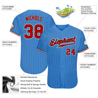 Custom Powder Blue Red Pinstripe Red-Black Authentic Baseball Jersey