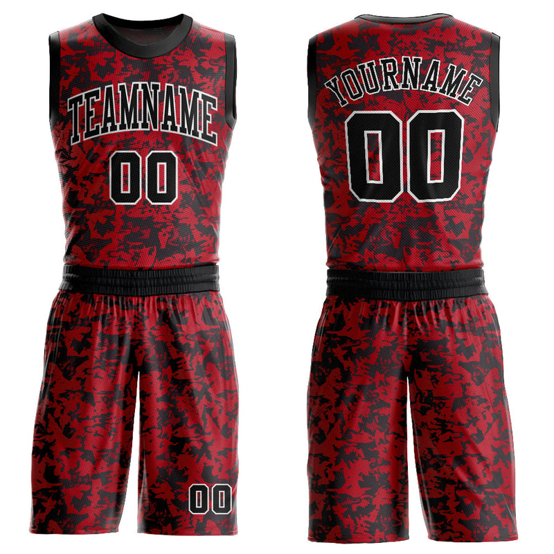 Custom Basketball Jersey - Red Black-White Round Neck Sublimation Uniform