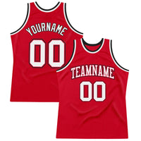 Custom Basketball Jersey - Red White-Black Authentic Throwback