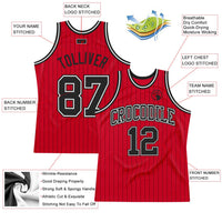 Custom Basketball Jersey - Red Black Pinstripe Black-White Authentic