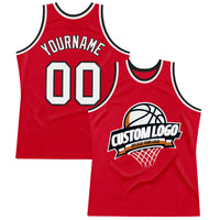 Custom Basketball Jersey - Red White-Black Authentic Throwback